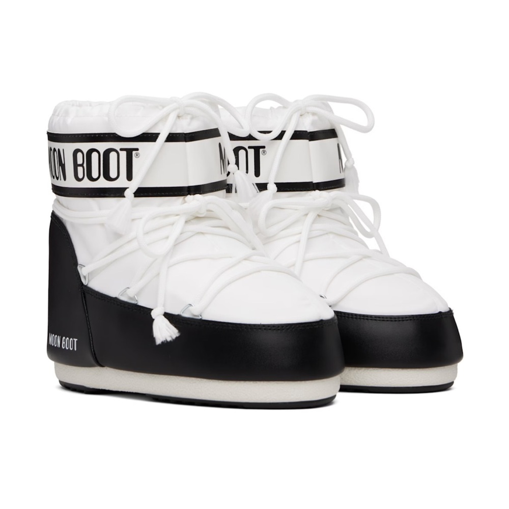 Moon Boots - Black & White Ankle Low Rise Moon Boots